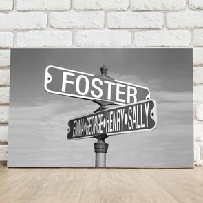 Personalized Black and White Intersection Street Sign - Canvas - - JDS