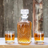 Personalized Square Decanter Set with 2  Rocks Glasses - Circle - JDS