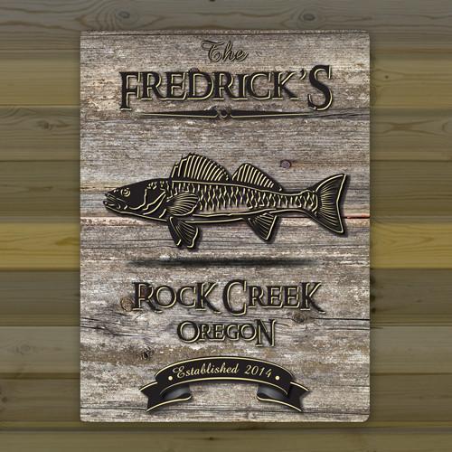 Personalized Weathered Wood Welcome to the Lake Canvas Sign - Walleye - JDS