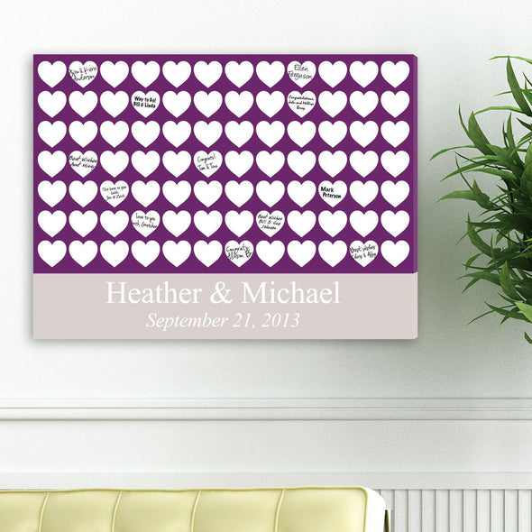 Personalized Guestbook Canvas - Plum Hearts -  - JDS
