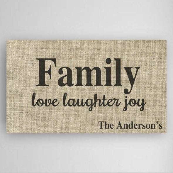 Personalized Love Laughter & Joy Family Canvas Sign -  - JDS