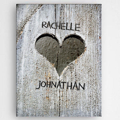 Personalized Hand Carved Heart Canvas Sign -  - JDS