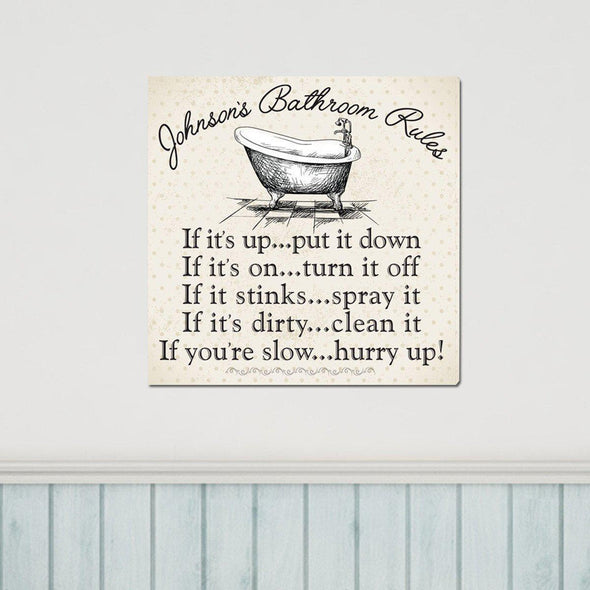 Personalized Bathroom Rules Canvas -  - JDS