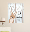 Personalized Woodland Animal Canvas - Pink or Blue - BunnyBlue - JDS