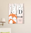 Personalized Woodland Animal Canvas - Pink or Blue - FoxPink - JDS