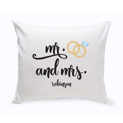 Personalized Mr. & Mrs. Wedding Ring Throw Pillow (Insert Included) -  - JDS