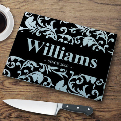 Personalized Floral Glass Cutting Board -  - JDS
