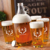 Personalized Growler Gift Set with 4 Pint Glasses - 64oz. - Antler - JDS