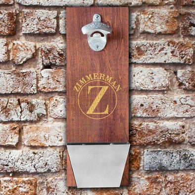 Personalized Wood Wall Mounted Bottle Opener - Circle - JDS