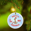Personalized Merry Christmas Ceramic Ornament - PuppyBlue - JDS