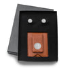 Personalized Brown Leather Wallet & Monogram Cufflinks Gift Set -  - JDS