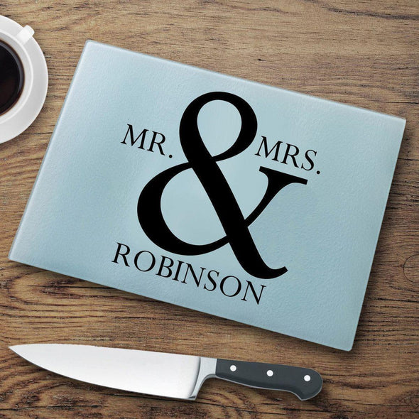 Personalized Glass Cutting Board - Mr&Mrs. - JDS