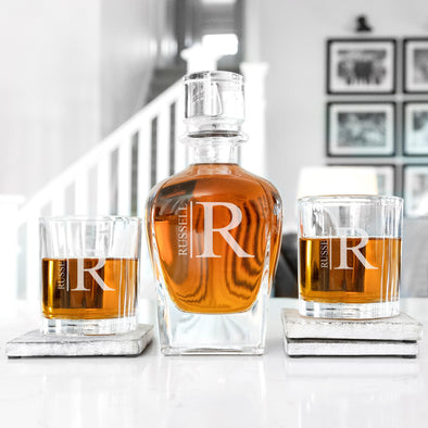 Personalized Antique Whiskey Decanter Gift Set - Modern - JDS