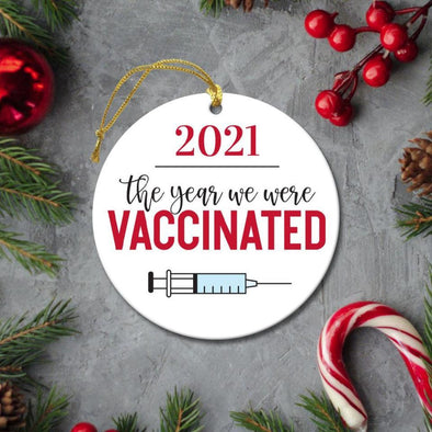 Non-Personalized Vaccine Christmas Round Ceramic Ornaments