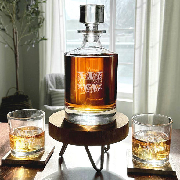 Personalized Kingsport Whiskey Decanter Gift Set - Filigree - JDS